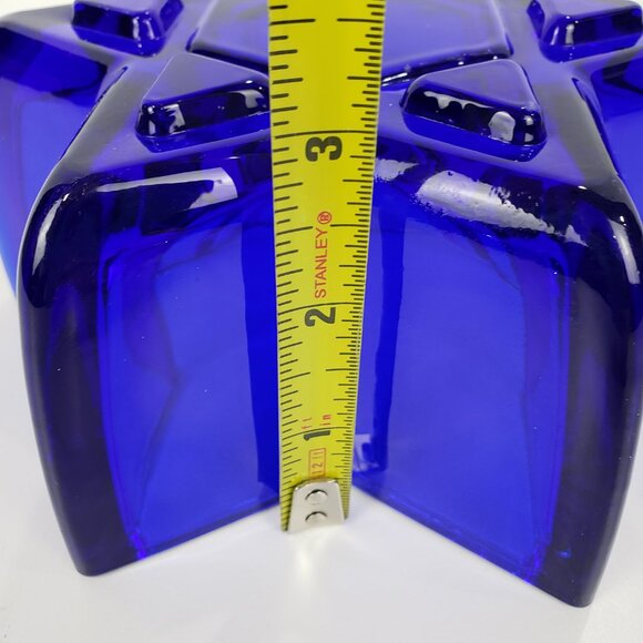 Heavy Blue Glass 6-Point Star Deep 7” Dish - Picture 4 of 5